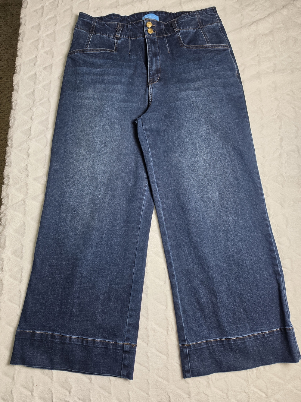 Draper James Dark Blue Wide-Leg Cropped Jeans